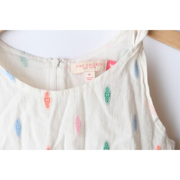 Pink Chicken Girls Sz 8 Ivory Sleeveless Summer Casual Dress Lined 100% Cotton - Picture 3 of 9